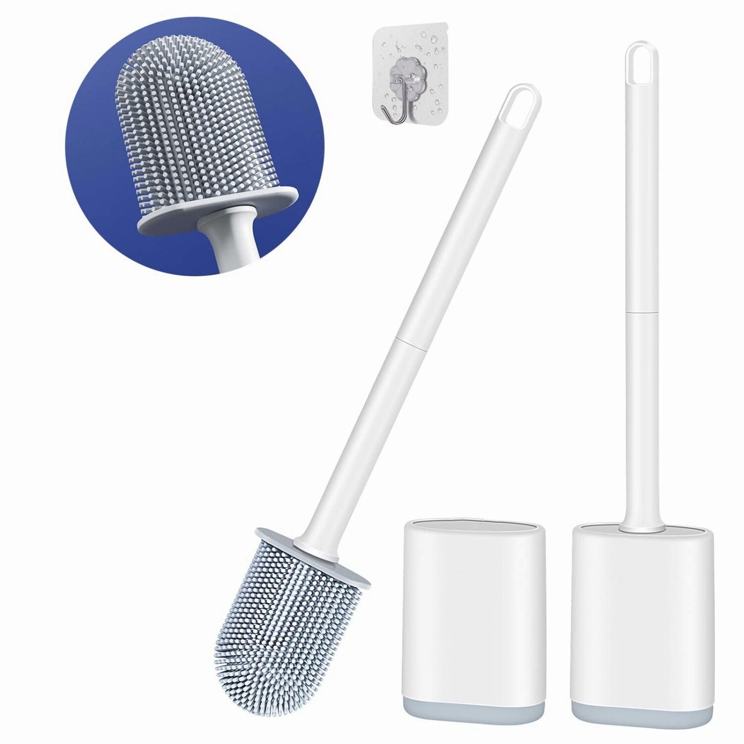 2 Pack White Flexible Wall-Mounted Tet Brush Set