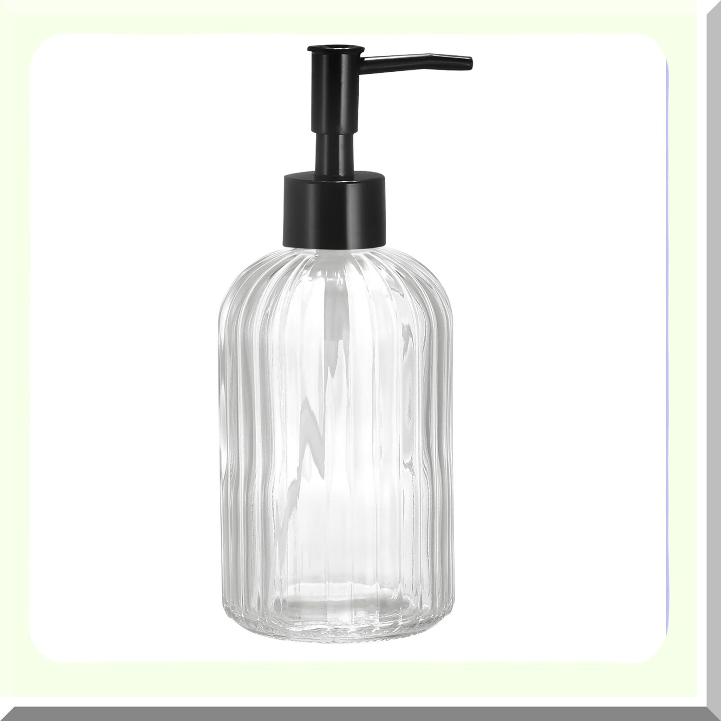 13.5Oz Glass Dish Hand Soap Dispenser with Black Pump
