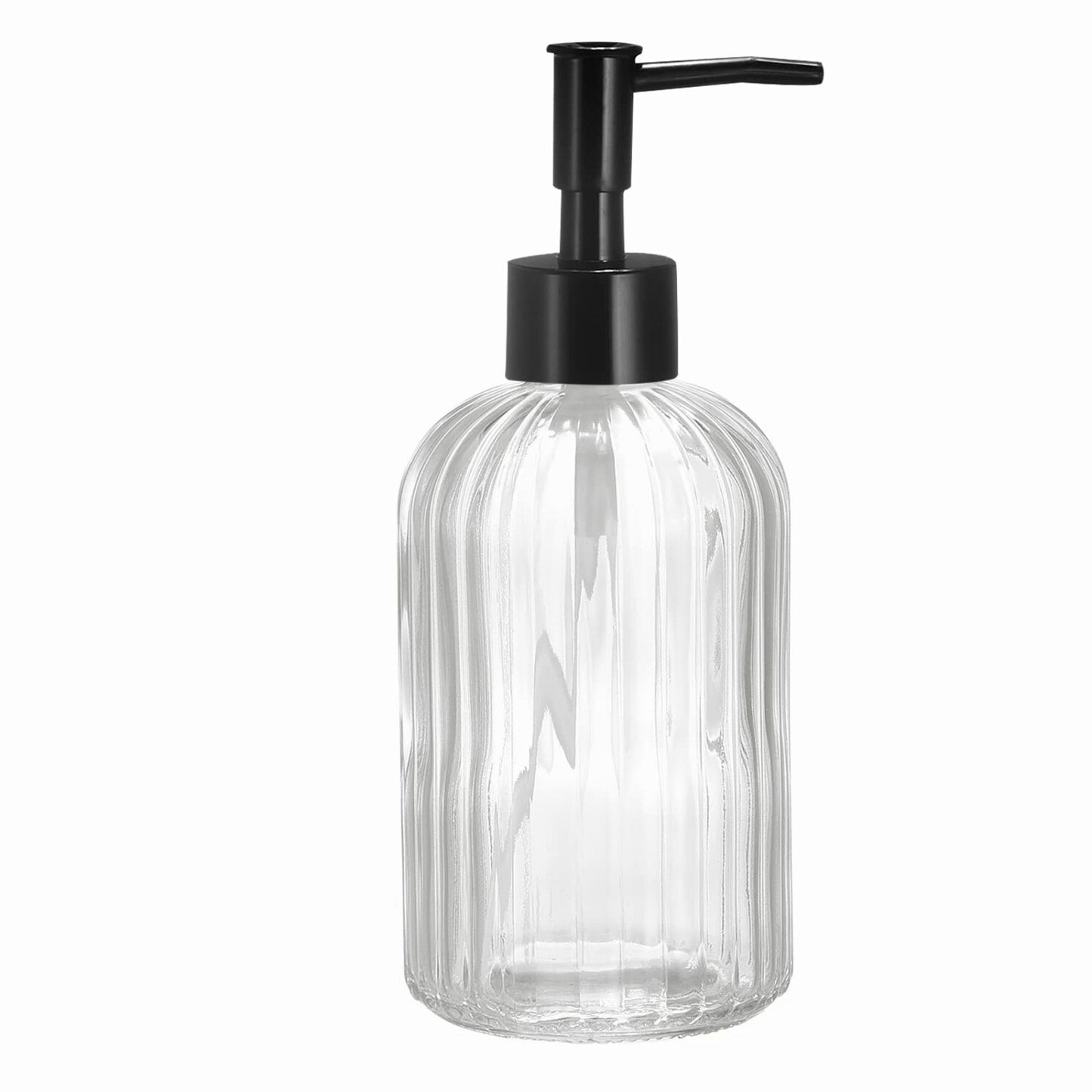 13.5Oz Glass Dish Hand Soap Dispenser with Black Pump