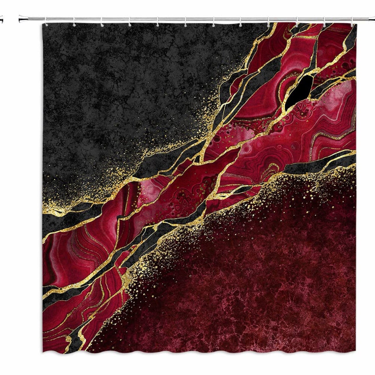 Red Marble Shower Curtain 70x70 with Hooks
