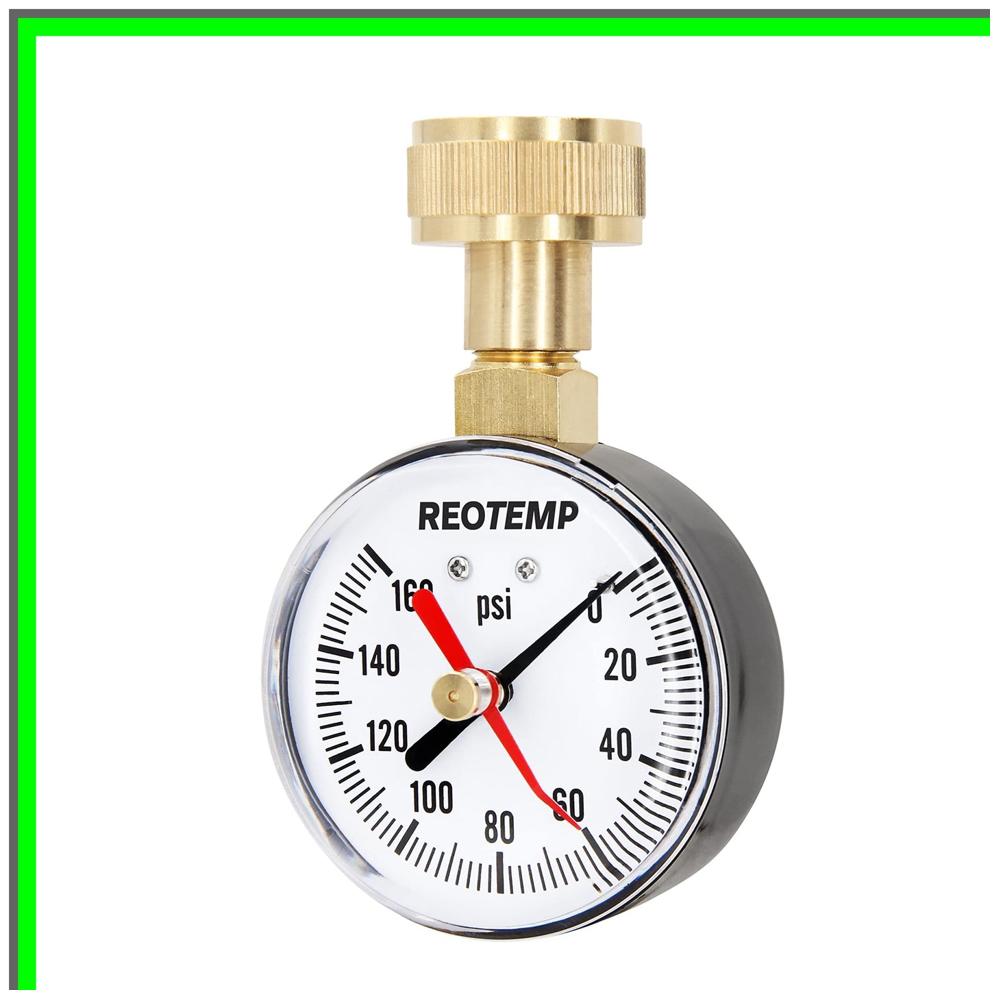 Home Water Pressure Test Gauge 0-160 PSI with Max Pointer and Hose Thread