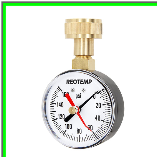 Home Water Pressure Test Gauge 0-160 PSI with Max Pointer and Hose Thread