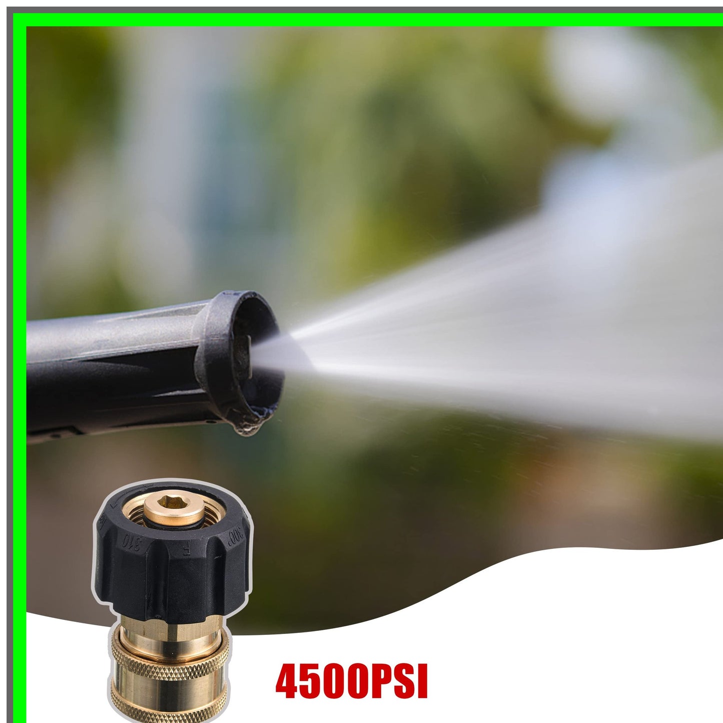 Quick Connect Pressure Washer Adapter, 3/8 Inch to M22 14mm, 5000PSI