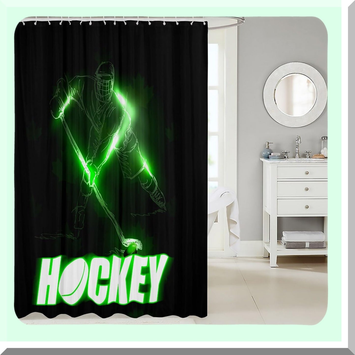 Ice Hockey Shower Curtain 72x72 inches