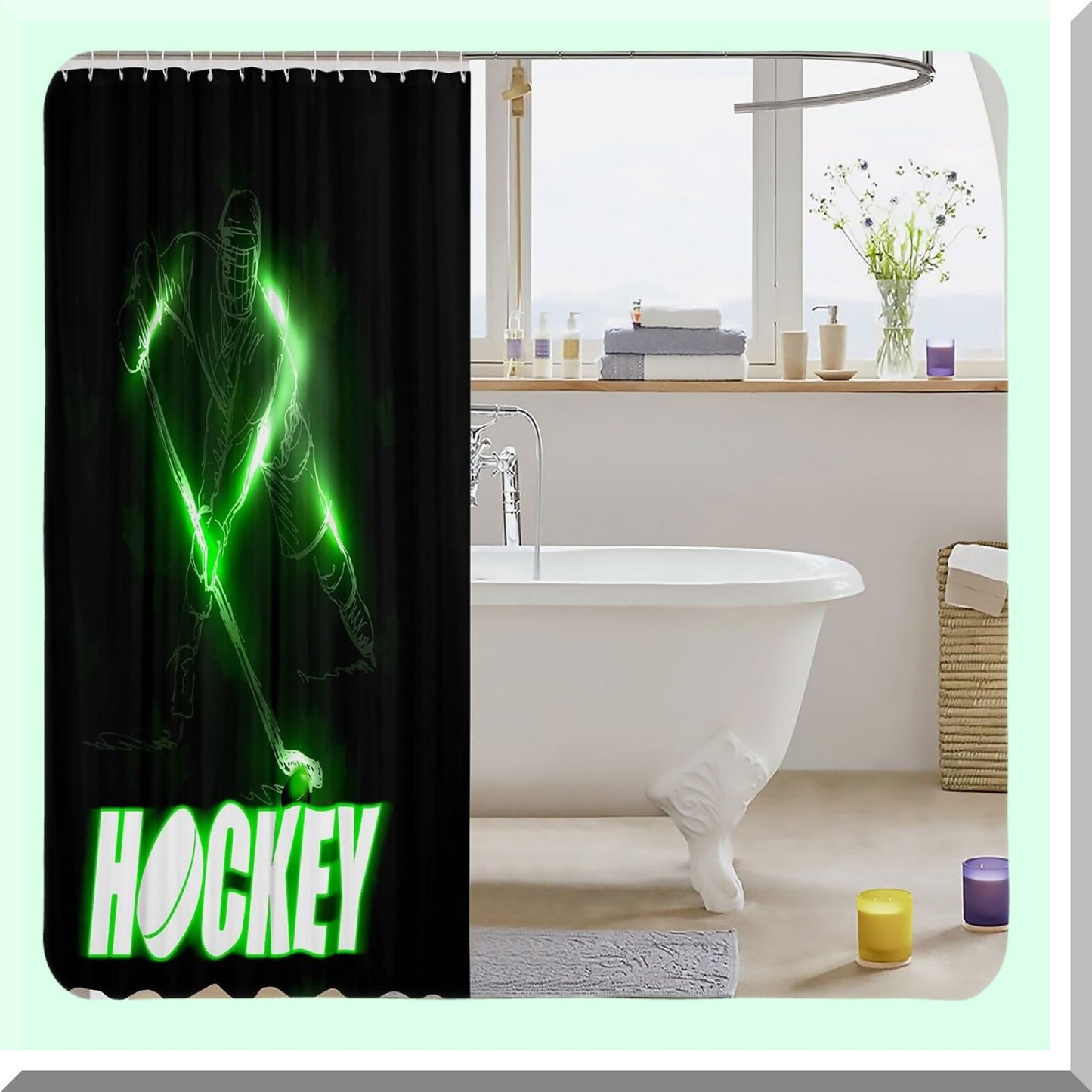 Ice Hockey Shower Curtain 72x72 inches