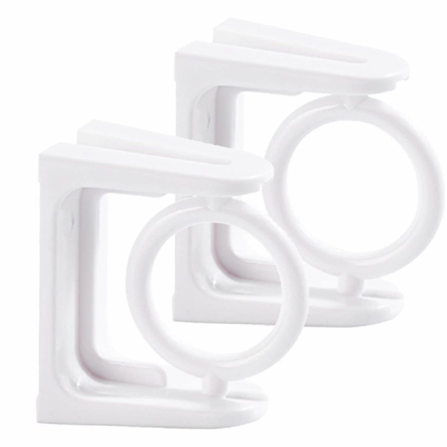 Adjustable White No Drill Shower Curtain Rod Holders (2)