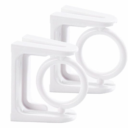 Adjustable White No Drill Shower Curtain Rod Holders (2)