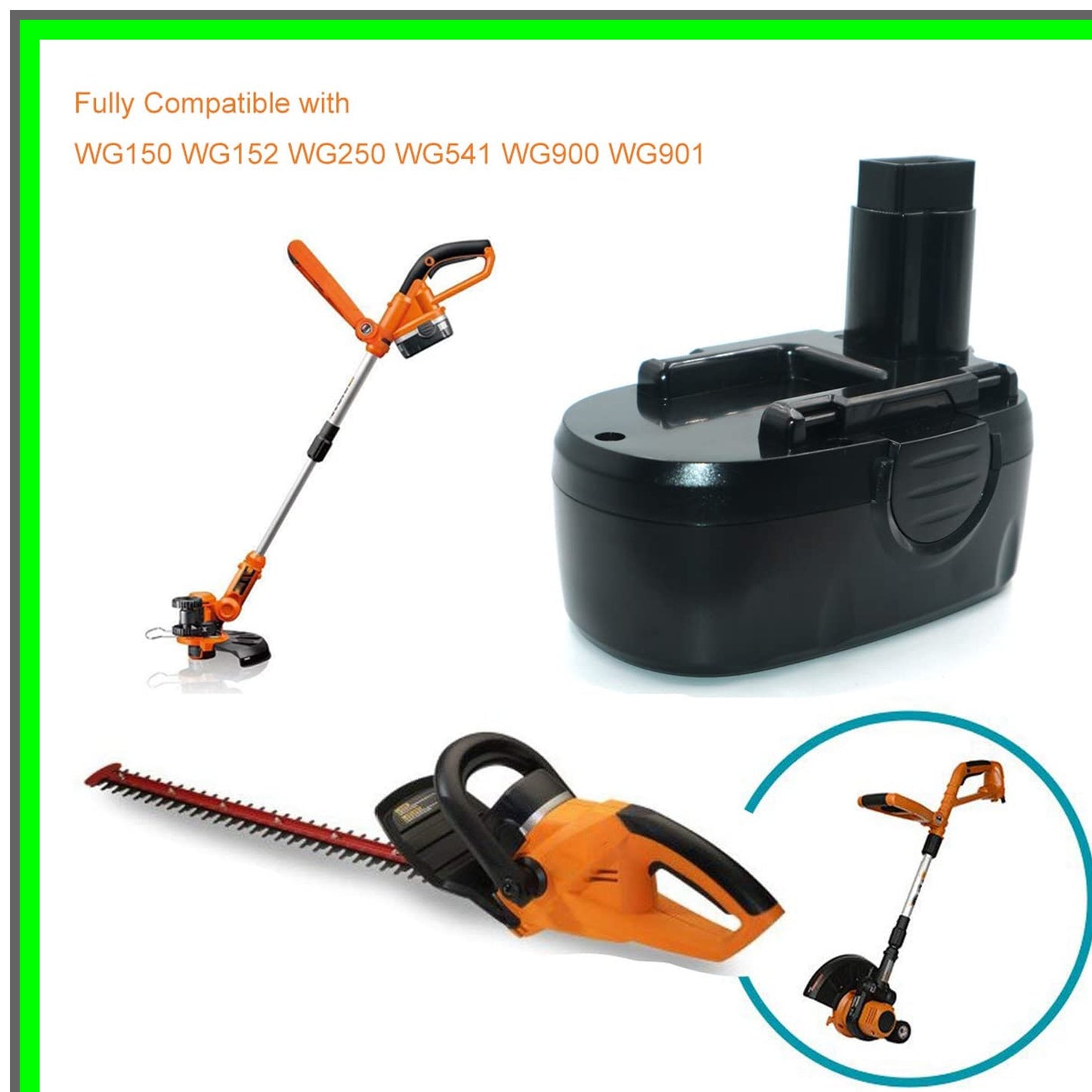 18V 2Ah Replacement Battery for Worx Tools WA3152 WA3127 WG150 WG250 WG541