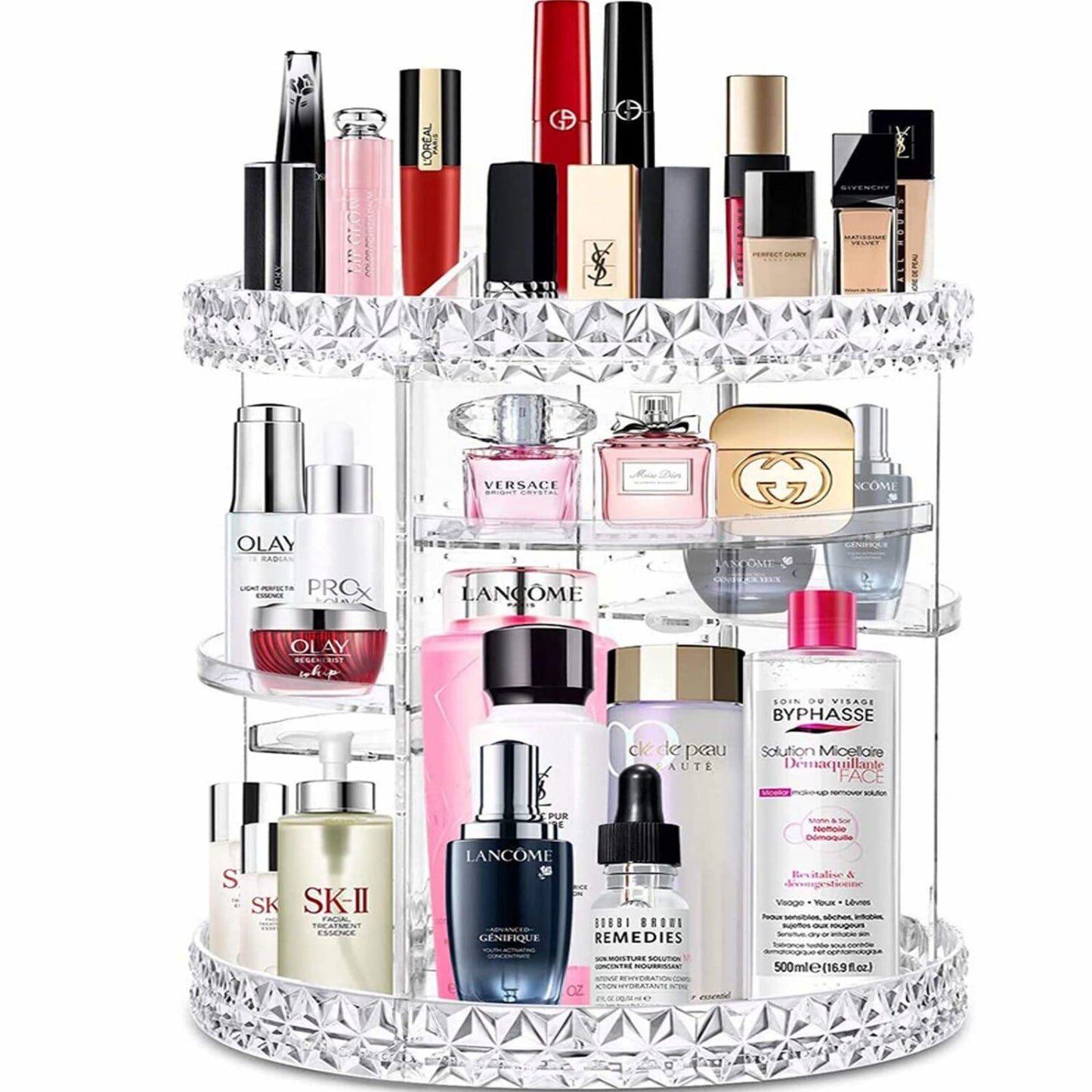 360 Rotating Clear Makeup Organizer with 8 Adjustable Layers