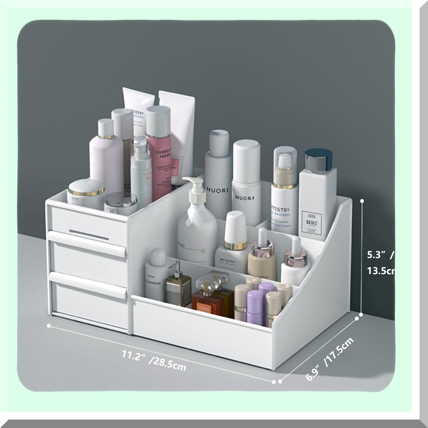 Makeup Desk Organizer with Drawers, 7 Compartments