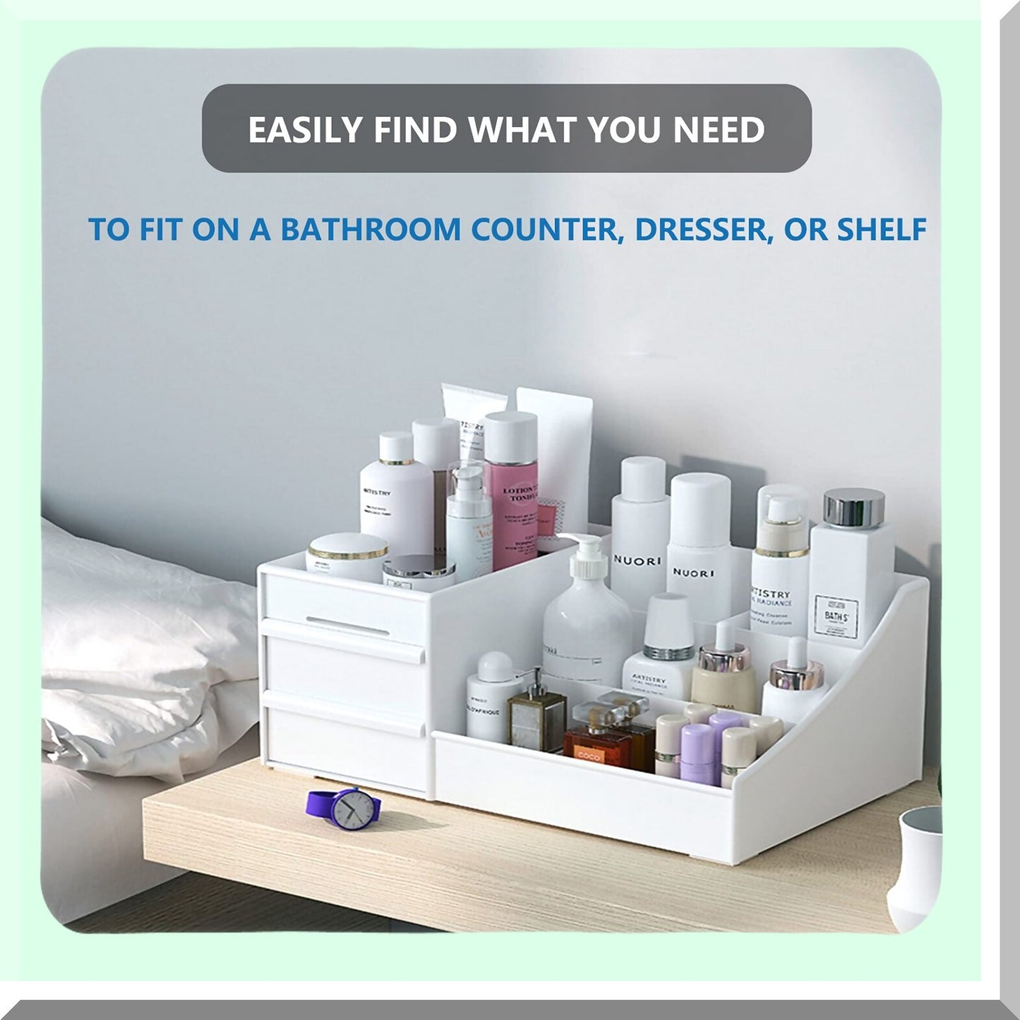 Makeup Desk Organizer with Drawers, 7 Compartments