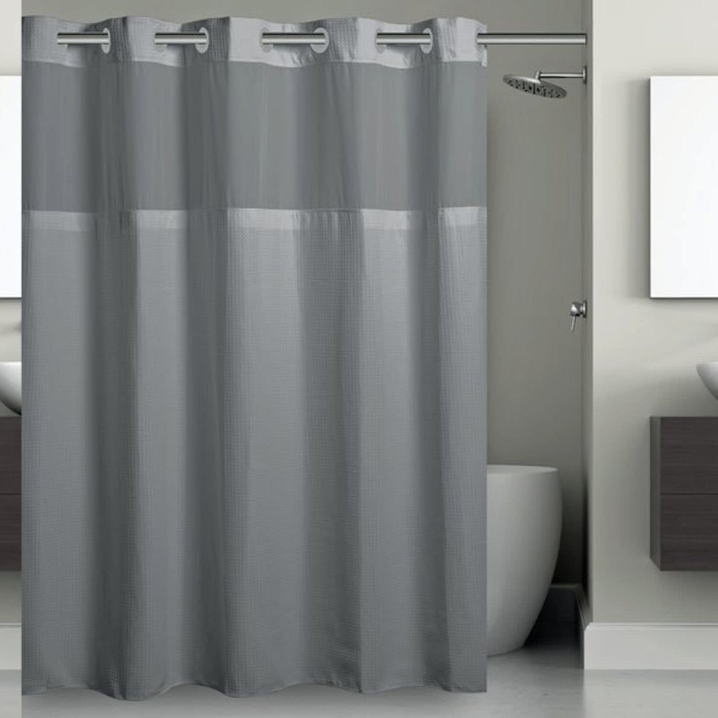 Microfiber 71"x74" Shower Curtain in Frost Grey