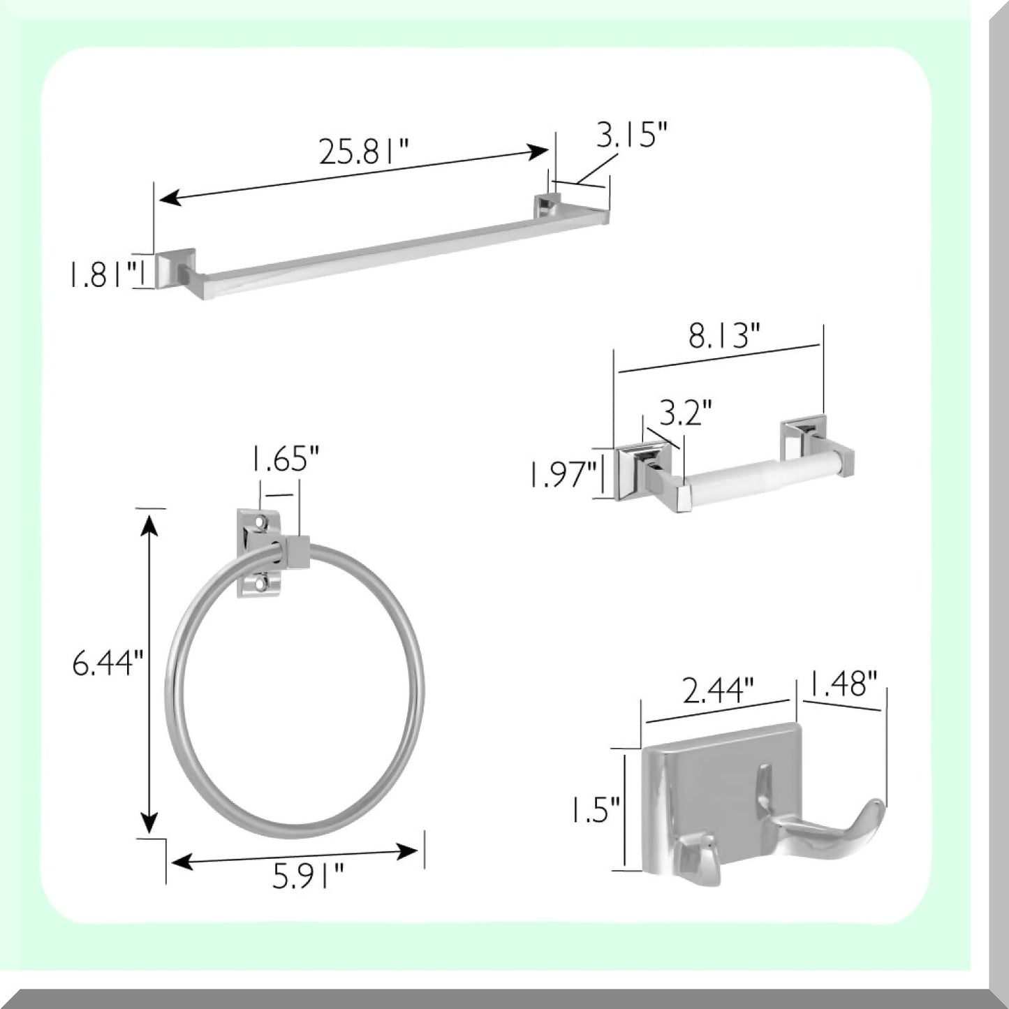 Millbridge 4-Piece Bathroom Accessory Kit, Polished Chrome