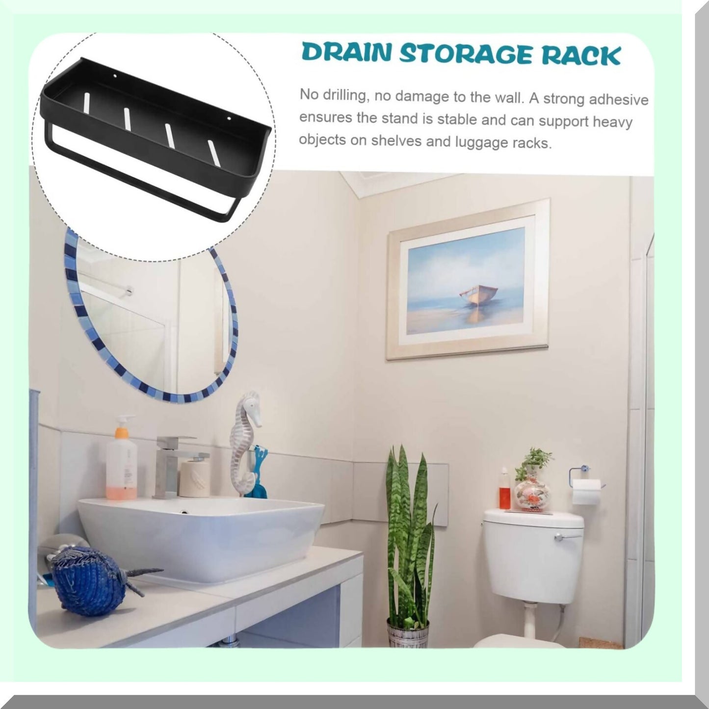 Black Aluminum Wall Towel Storage Rack 30cm