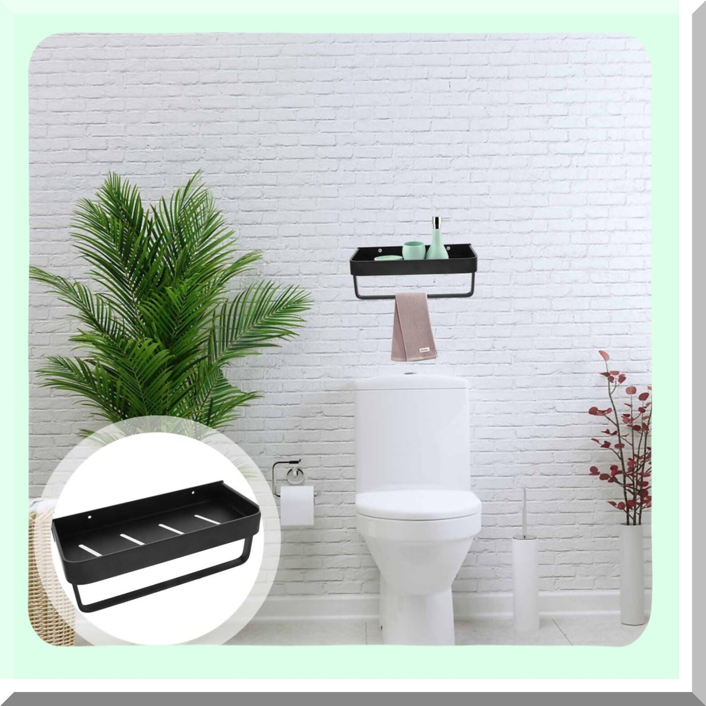 Black Aluminum Wall Towel Storage Rack 30cm