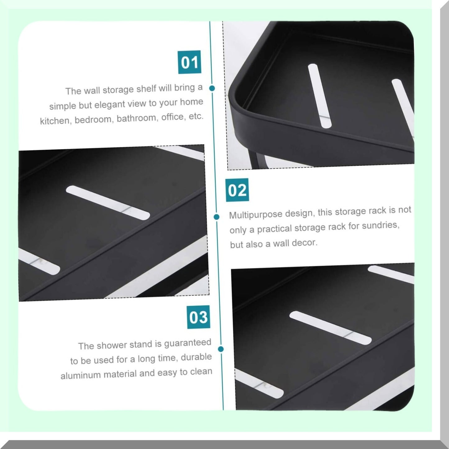Black Aluminum Wall Towel Storage Rack 30cm