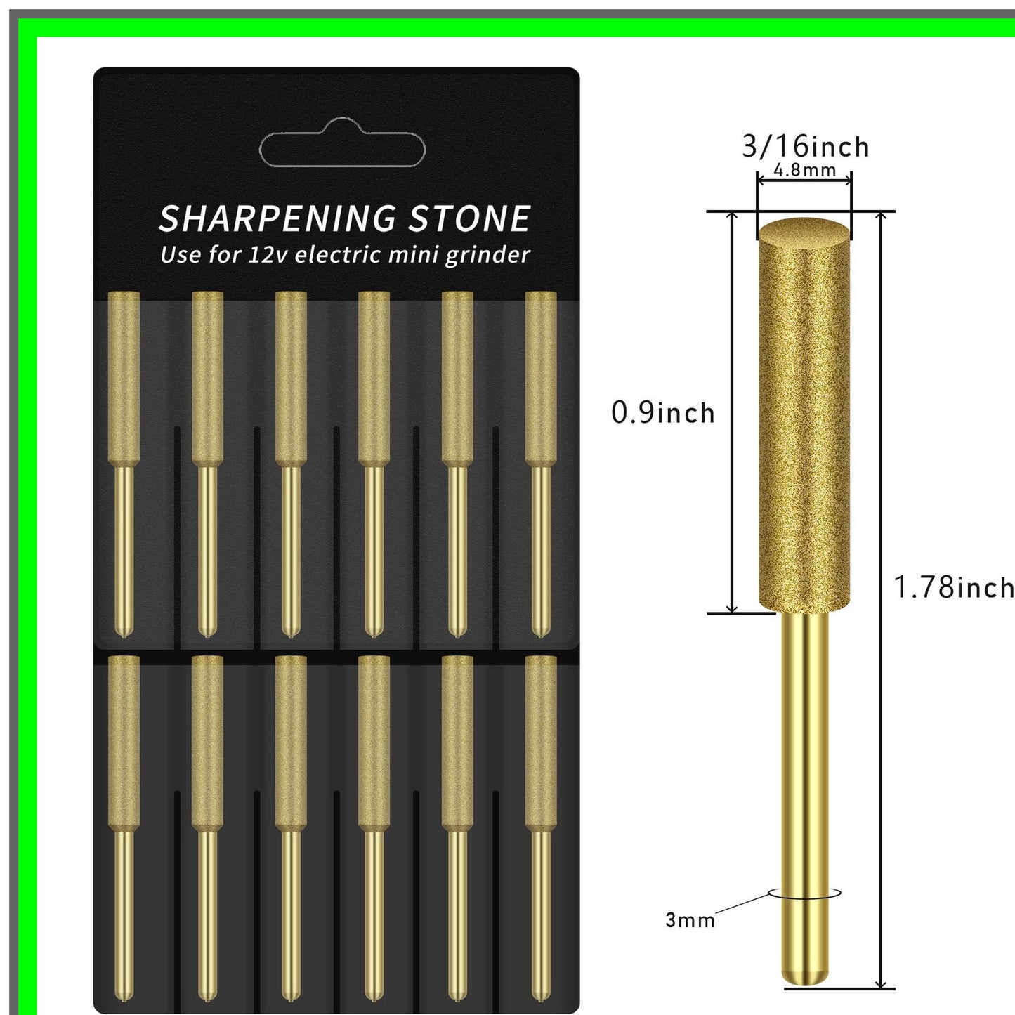 Diamond Chainsaw Sharpener Burrs for Dremel 12-Pack 5/32 Inch Replacement Stones