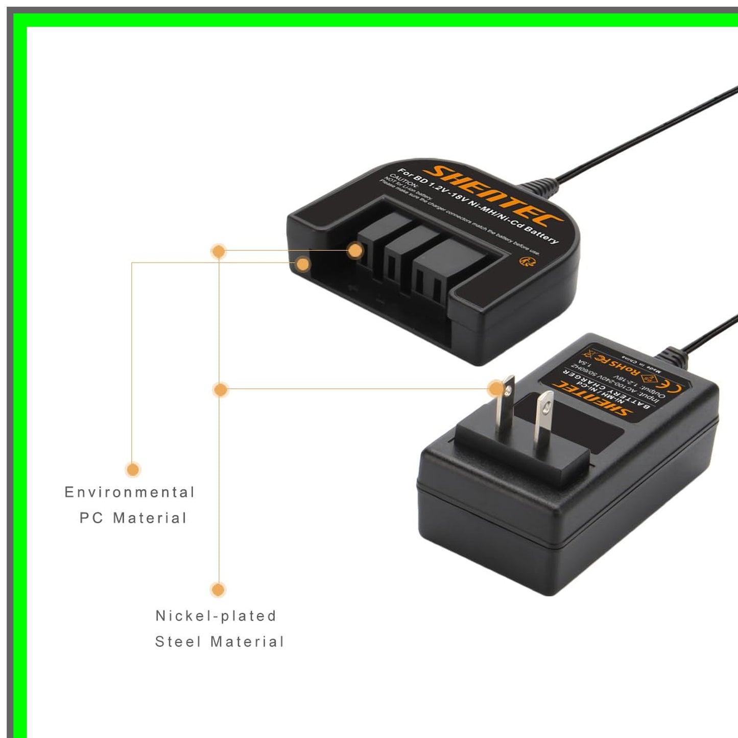 Versatile 1.2V-18V Battery Charger for Black and Decker Slide Style Batteries