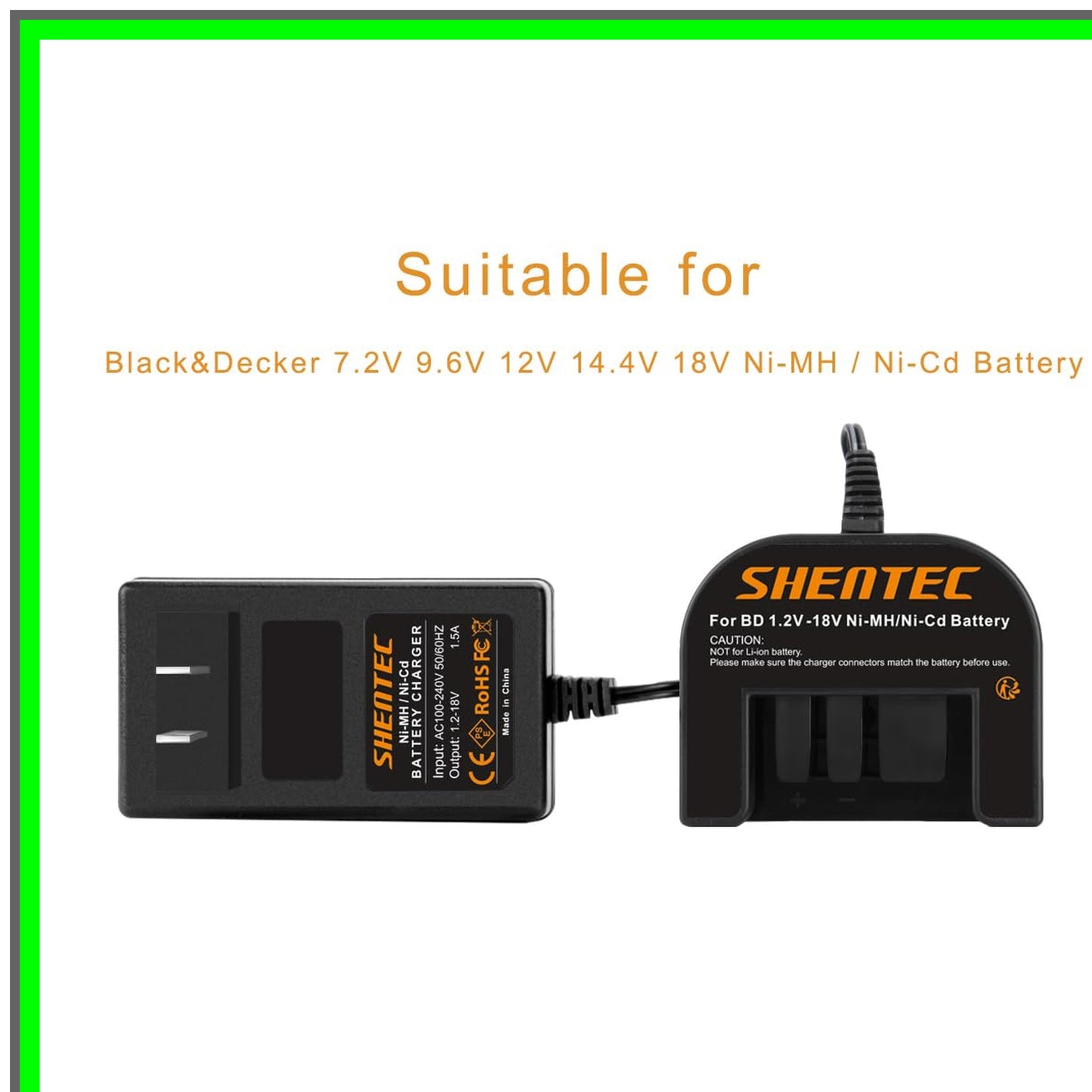 Versatile 1.2V-18V Battery Charger for Black and Decker Slide Style Batteries