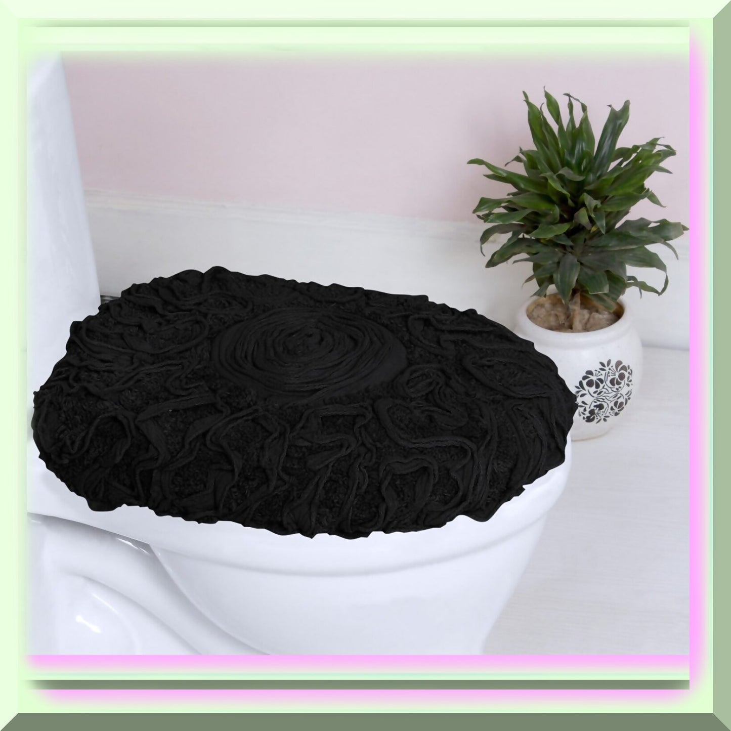 18x18 Cotton Tufted Bath Rug Black