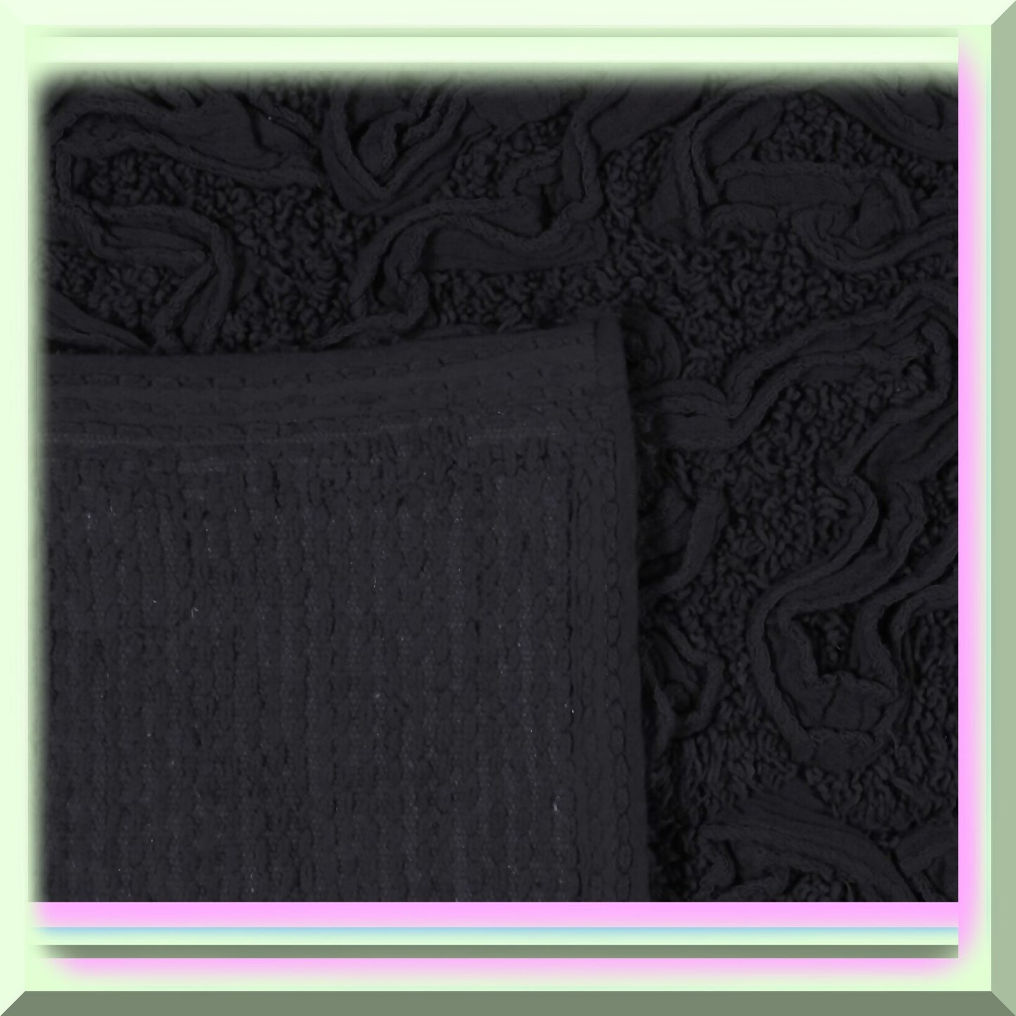 18x18 Cotton Tufted Bath Rug Black