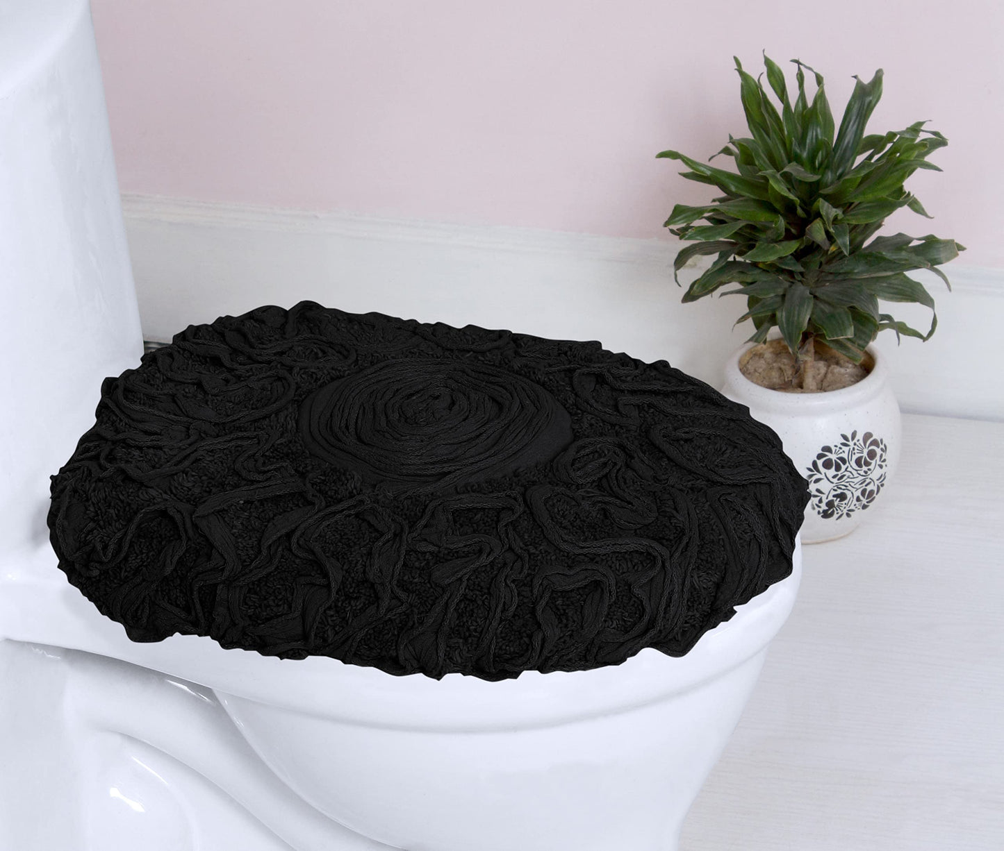 18x18 Cotton Tufted Bath Rug Black