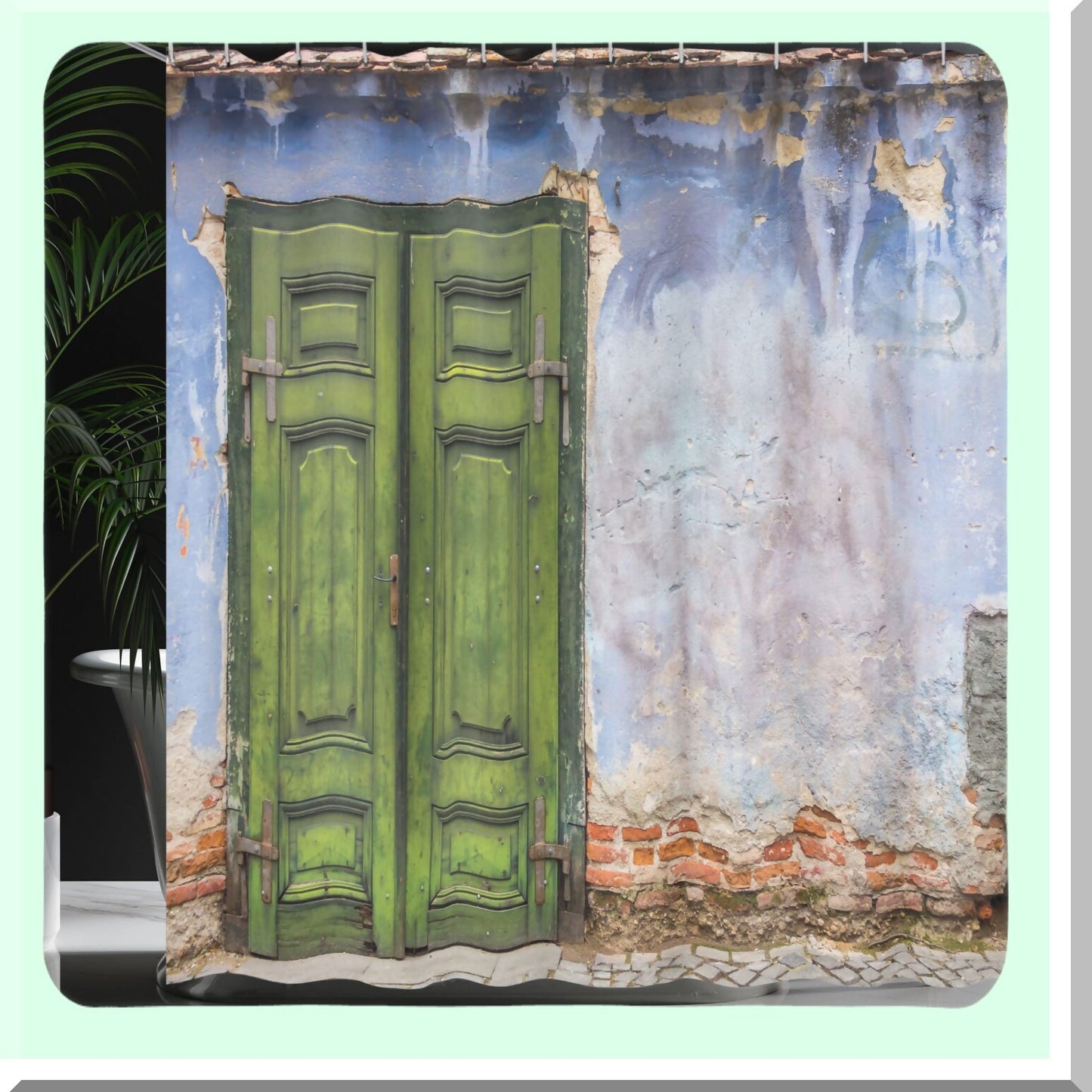 Rustic Shower Curtain Blue Green 69x75 inches