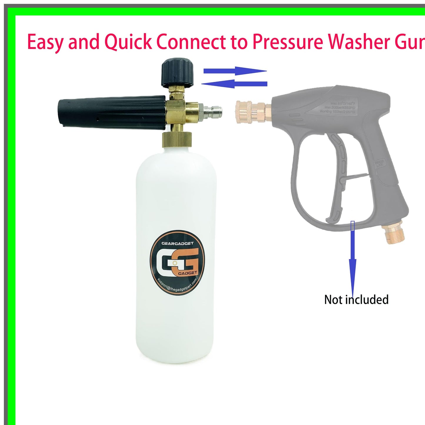 Foam Cannon Pro with Quick Connector and 5 Nozzle Tips for Pressure Washers