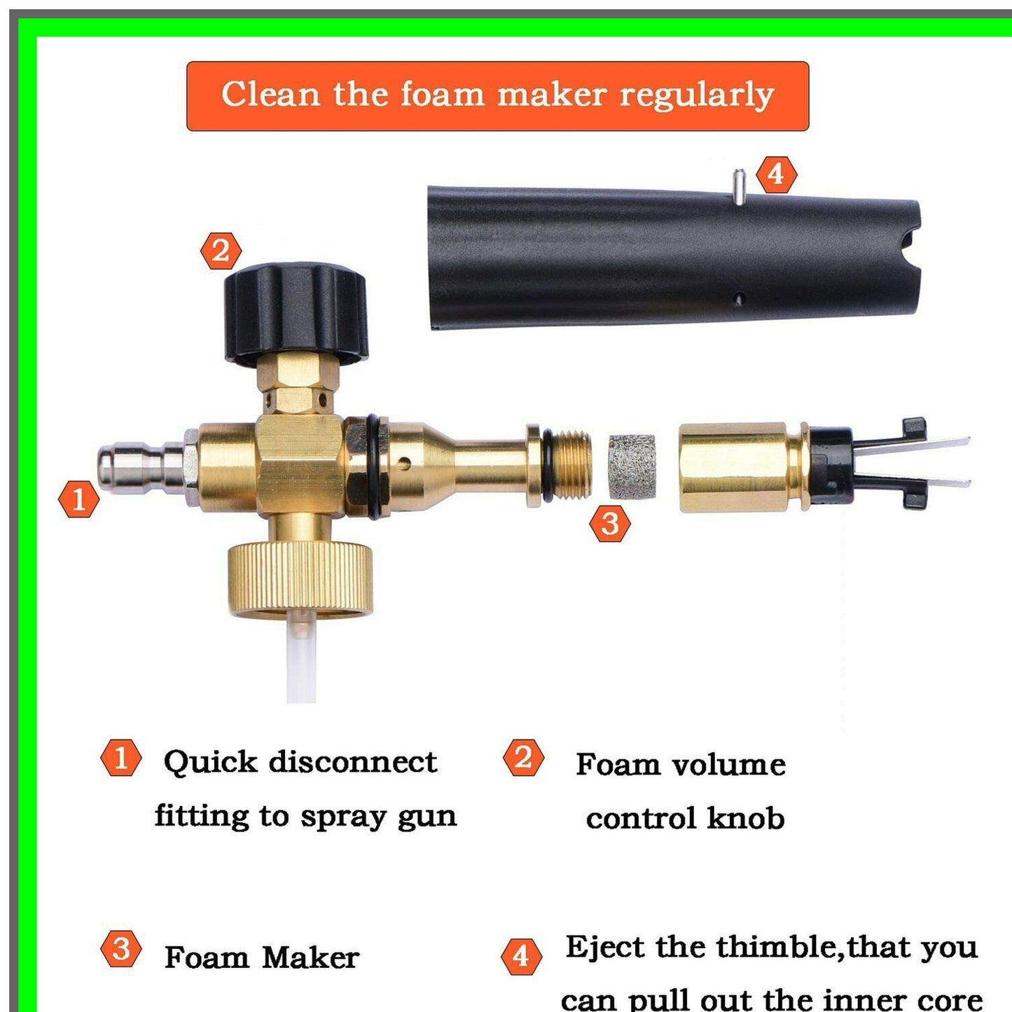 Foam Cannon Pro with Quick Connector and 5 Nozzle Tips for Pressure Washers