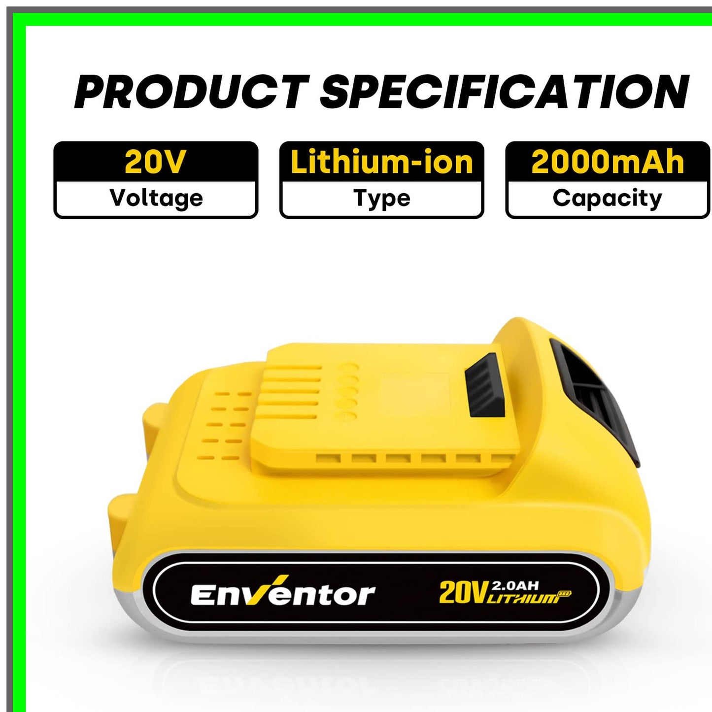 20V 2.0Ah Lithium Ion Battery with LED Indicator for Cordless Tools