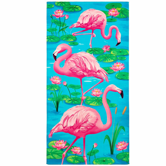 Flamingo Beach Towel 30x60 Cotton Pink