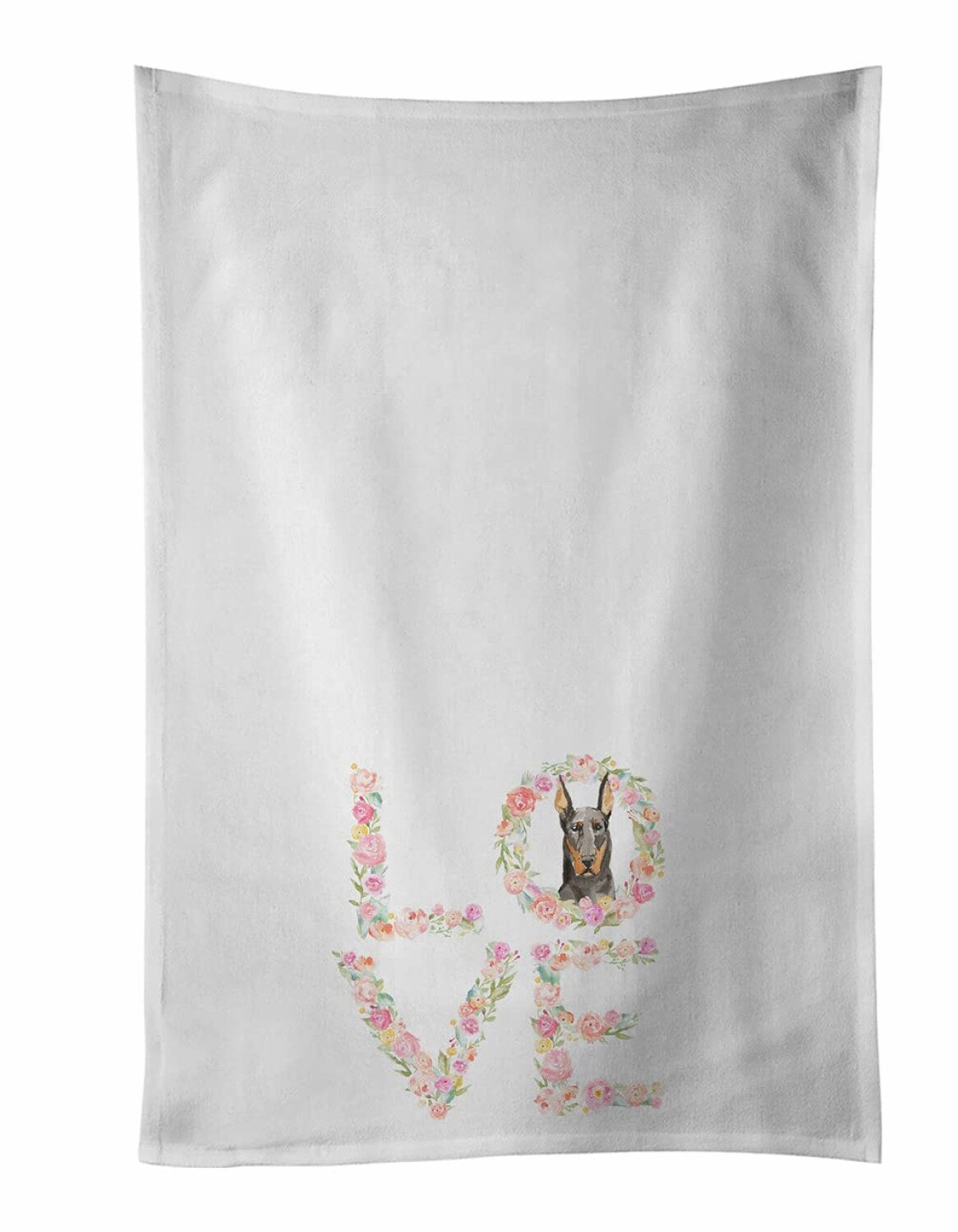 Doberman Pinscher White Kitchen Towel Set of 2