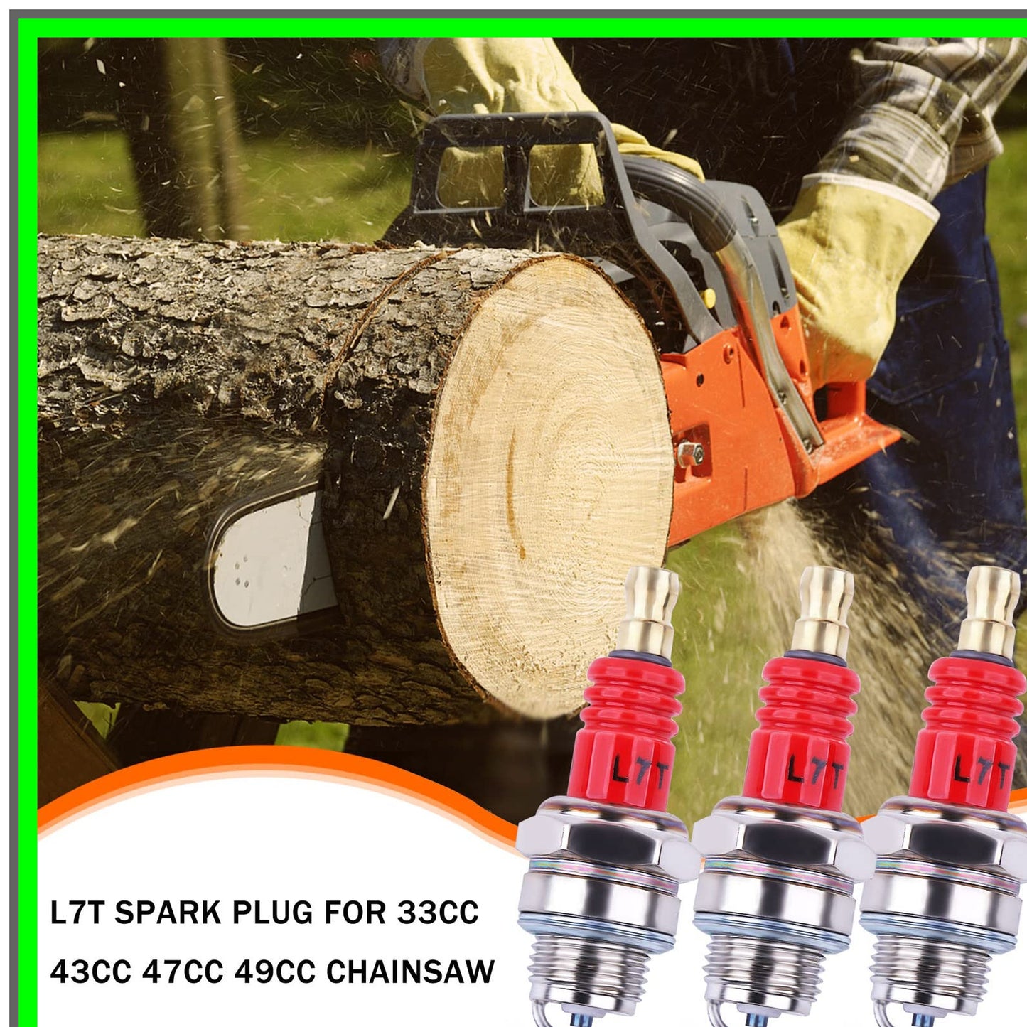 3 Pack L7T Spark Plugs for 2-Stroke Small Engine Chainsaws and Trimmers