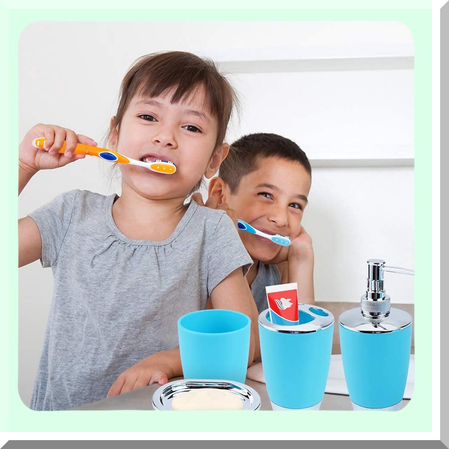 Blue 6-Piece Bathroom Accessories Set