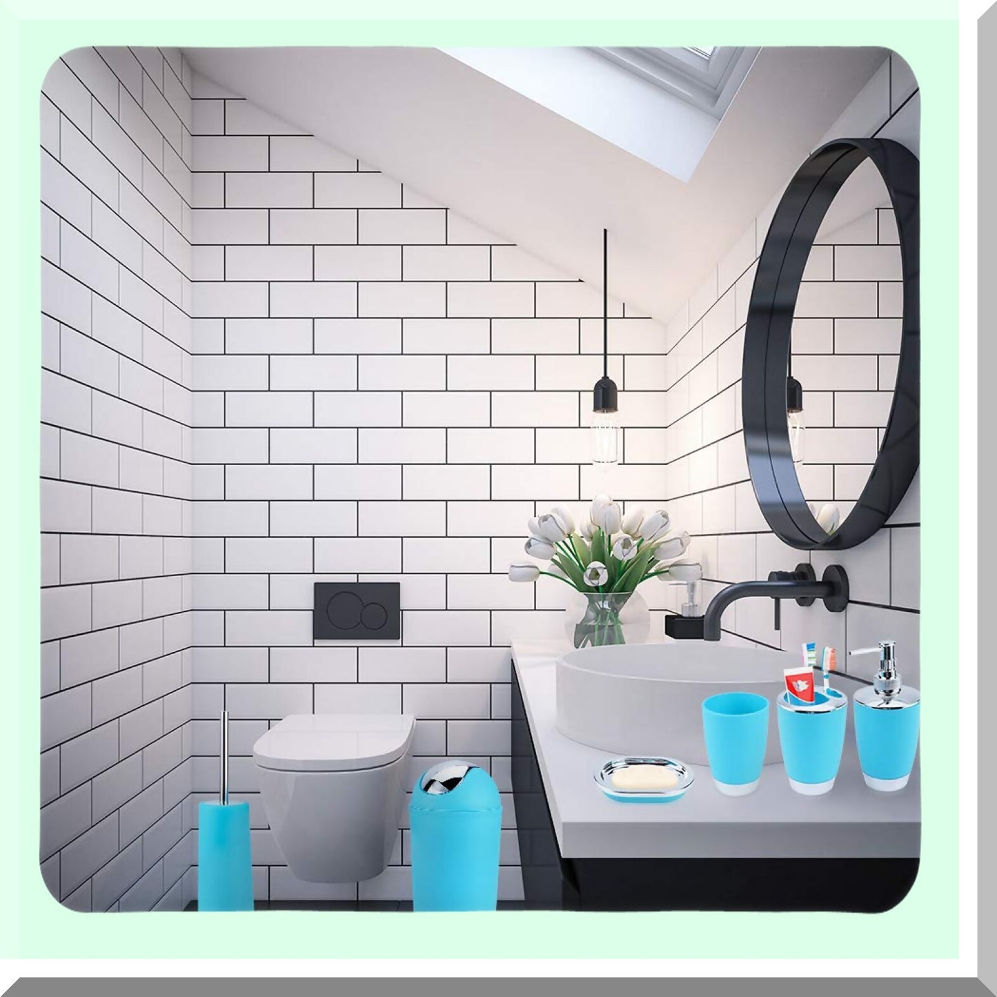 Blue 6-Piece Bathroom Accessories Set