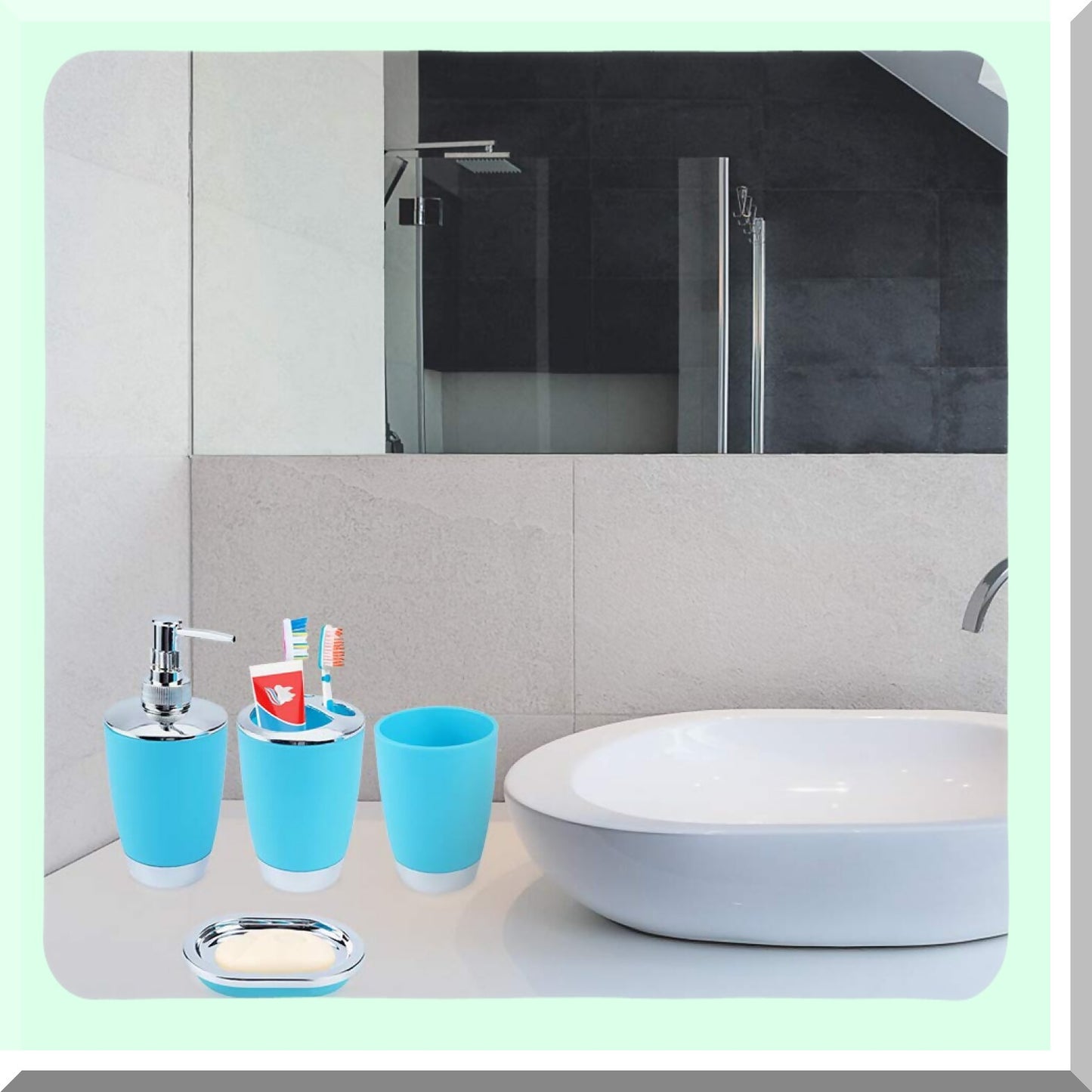 Blue 6-Piece Bathroom Accessories Set