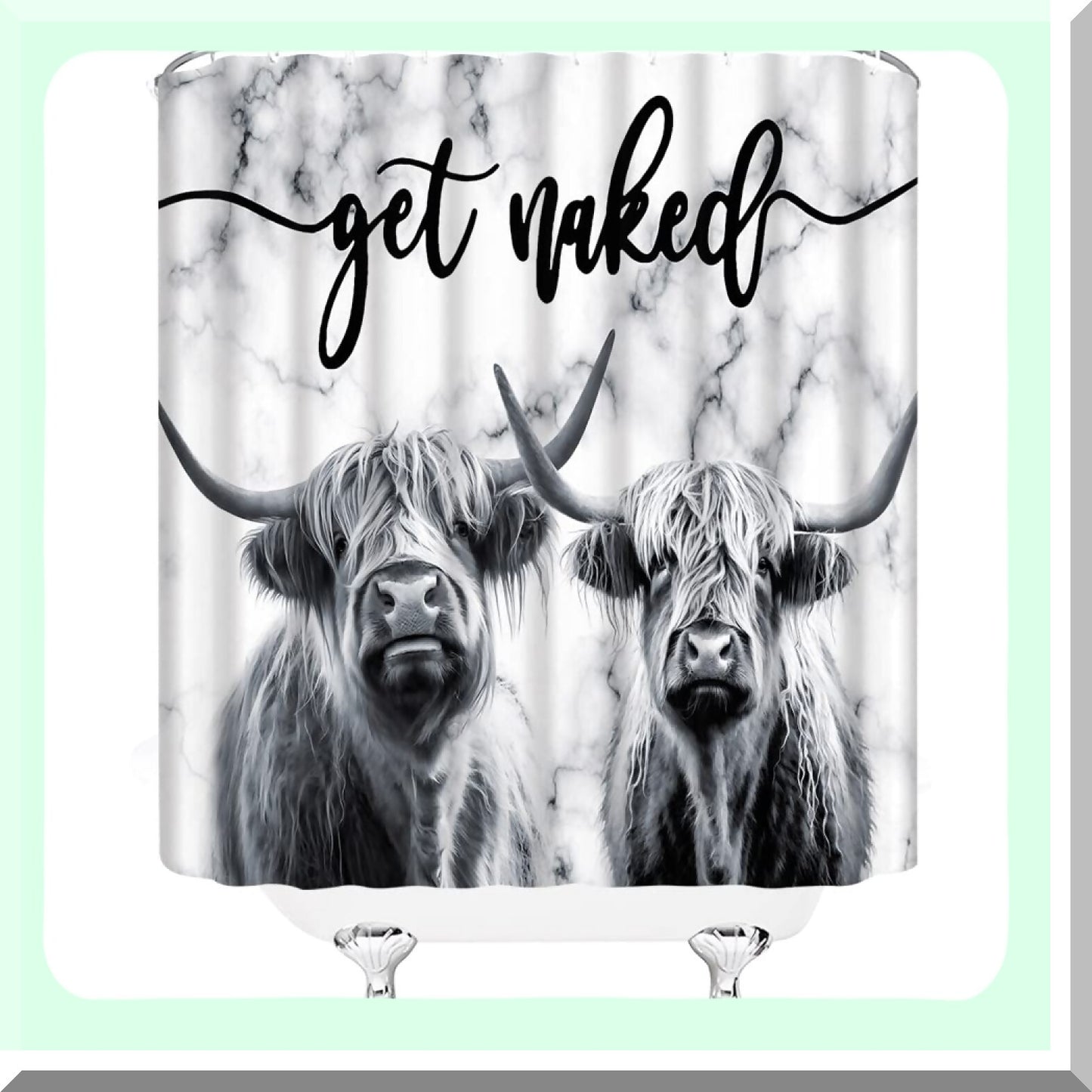 Farmhouse Highland Cow Shower Curtain Gray