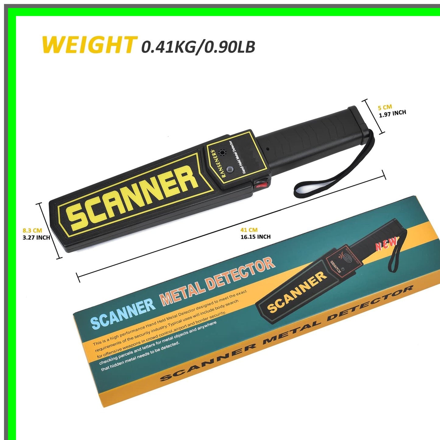 Portable High-Sensitivity Handheld Metal Detector with Sound and Vibration Alerts