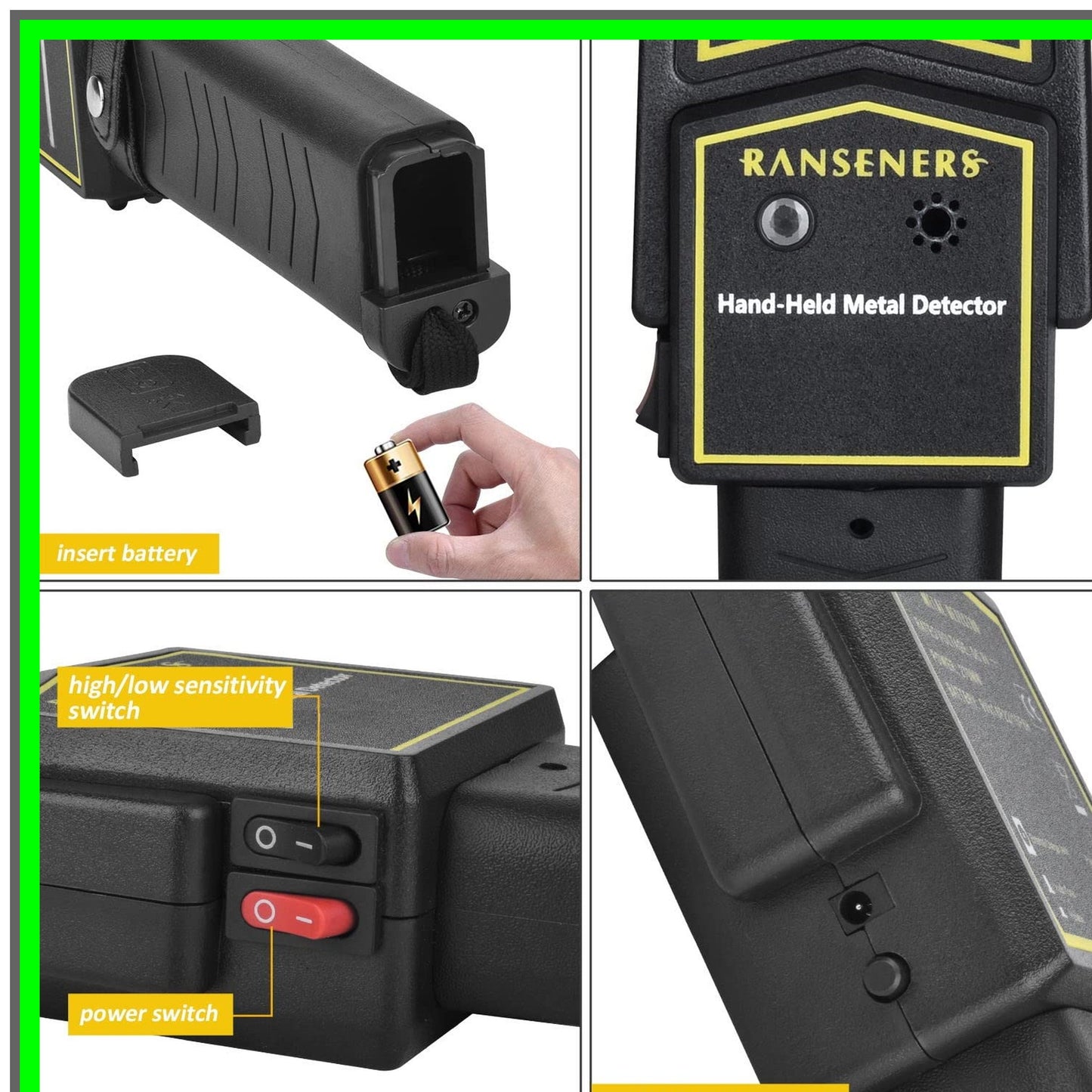 Portable High-Sensitivity Handheld Metal Detector with Sound and Vibration Alerts