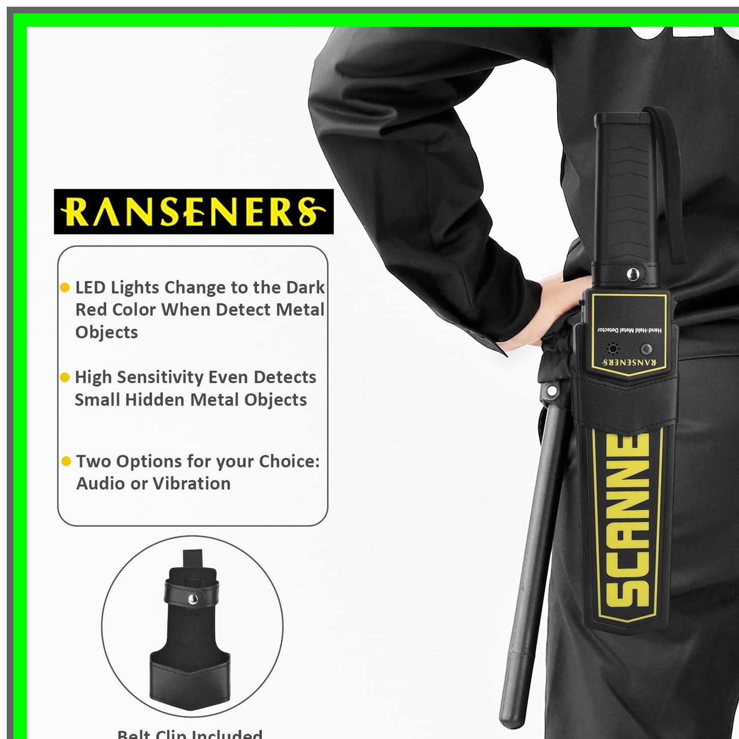 Portable High-Sensitivity Handheld Metal Detector with Sound and Vibration Alerts