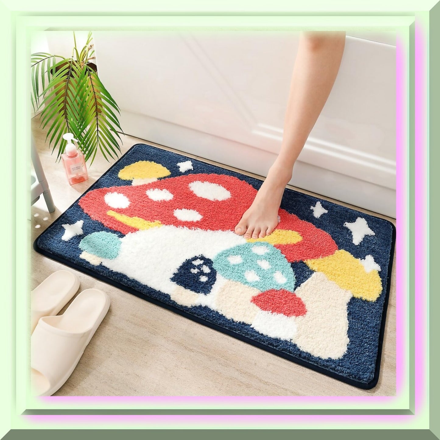 Mushroom Cartoon Microfiber Bath Mat 20" x 31"