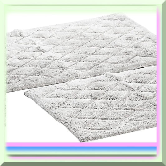 Bathroom Rug Set, Grey, 2 Pieces