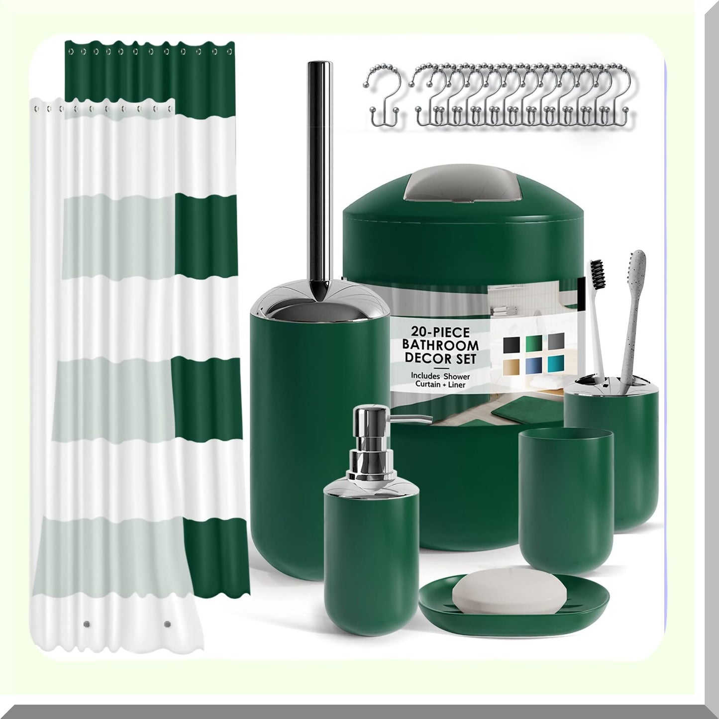 Green Bathroom Accessories Set 20PC