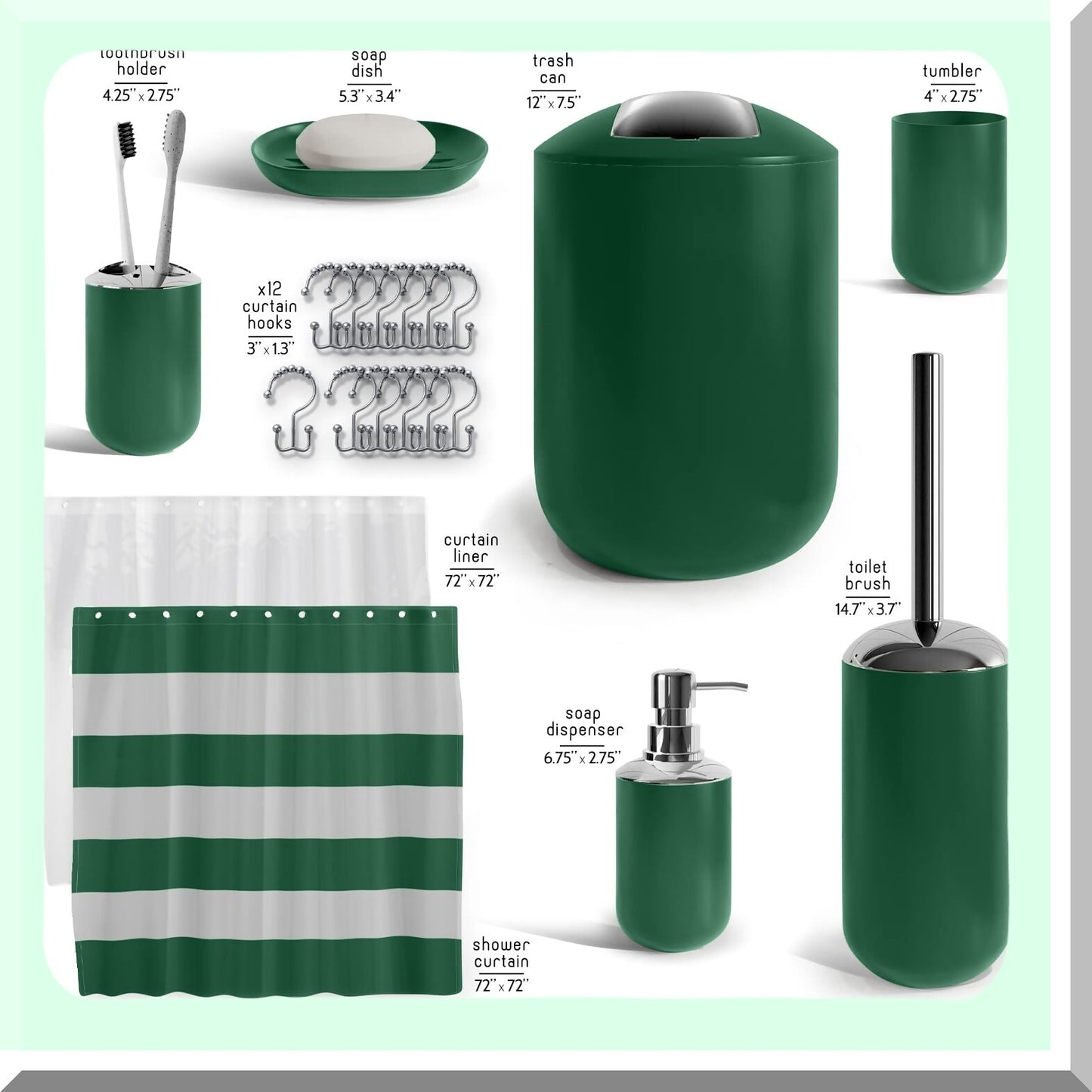 Green Bathroom Accessories Set 20PC