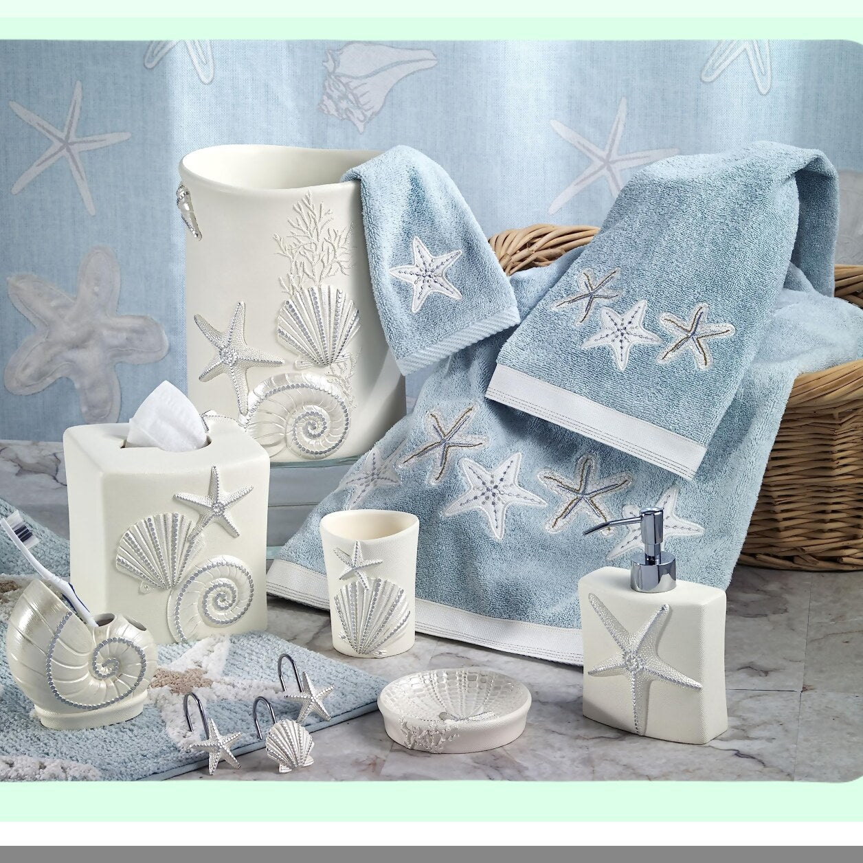 Seashell Inspired Bathroom Tumbler and Organizer