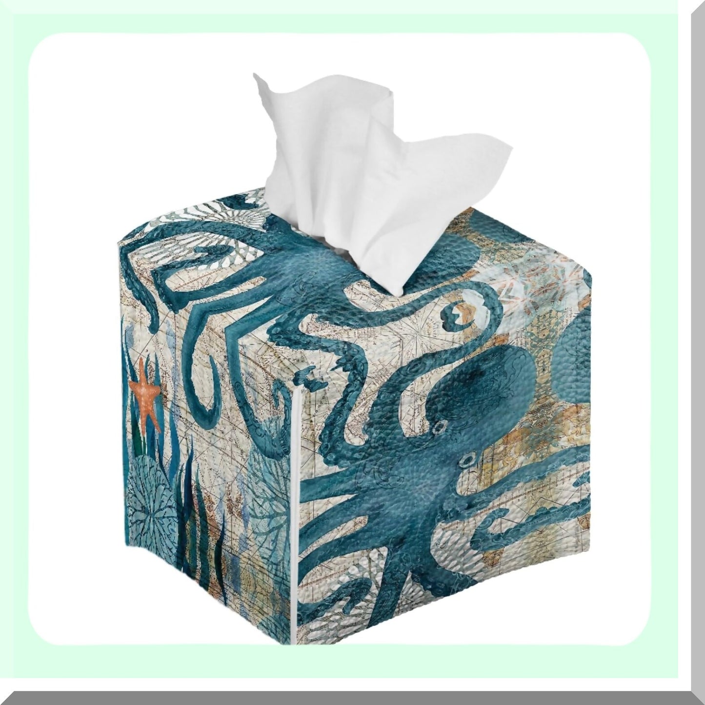 Vintage Octopus Tissue Box Cover Waterproof PU Leather