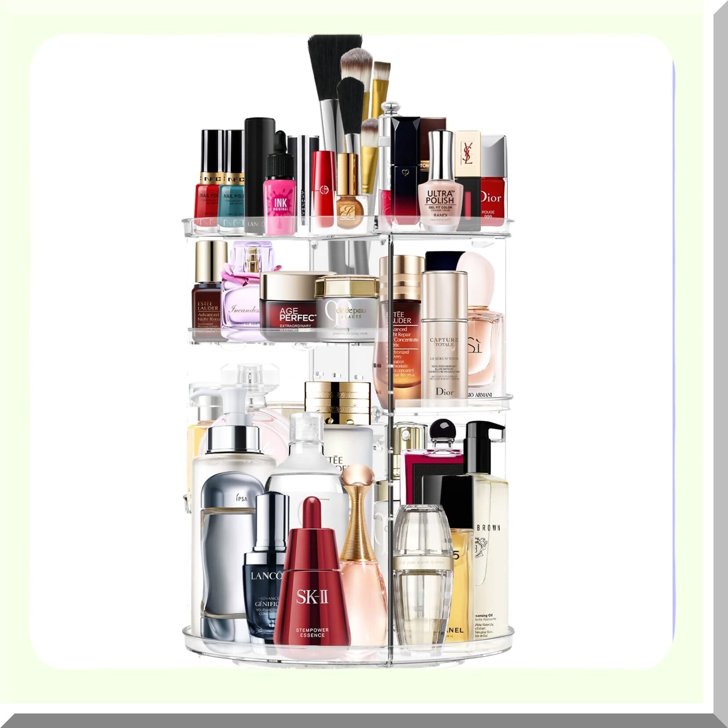 360 Rotating Makeup Organizer with Adjustable Layers