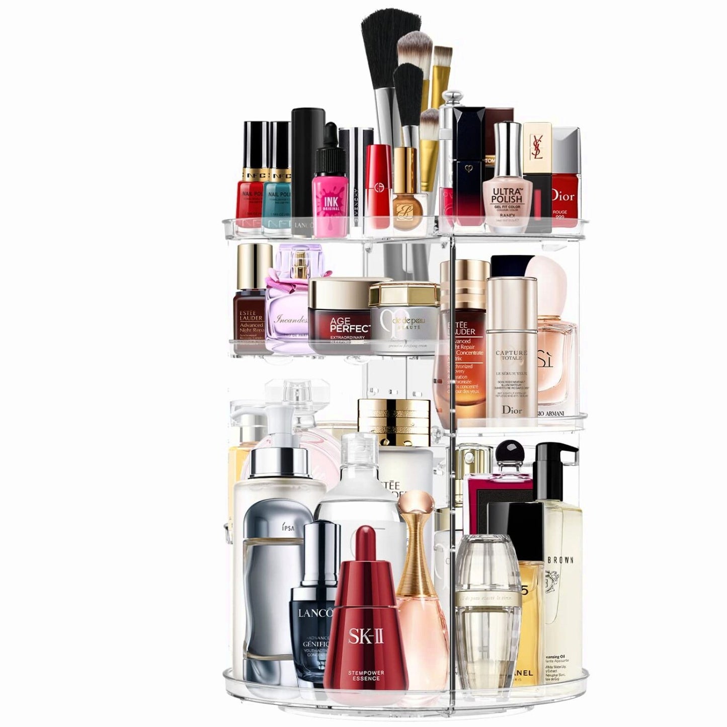 360 Rotating Makeup Organizer with Adjustable Layers