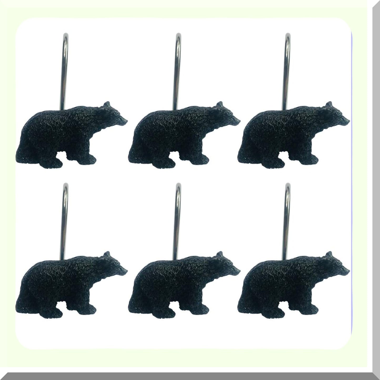 Black Bear Lodge Shower Curtain Hooks Set of 12
