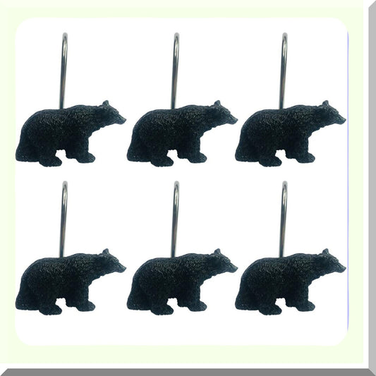 Black Bear Lodge Shower Curtain Hooks Set of 12